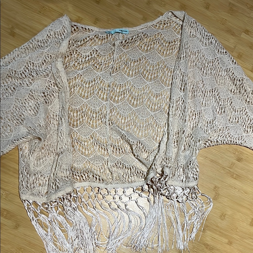 Cream Lace Tassel Sweater